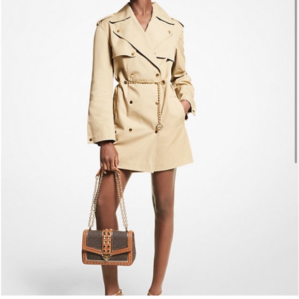 Michael, Michael Kors chain trim belted trench coat